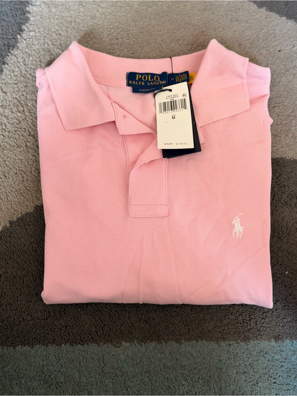 Polo by Ralph Lauren Men’s Pink Polo with Embroidered Pony